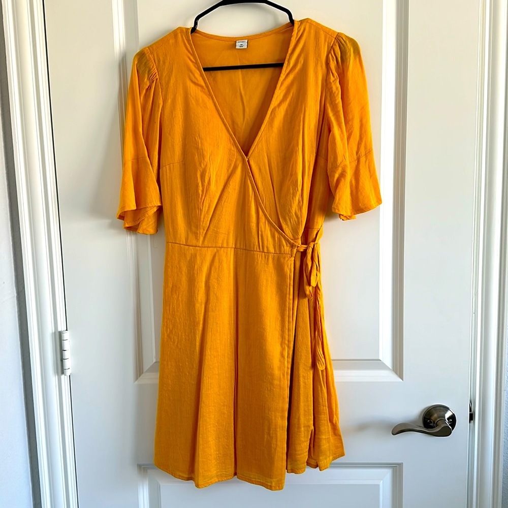 Mini mustard wrap dress
